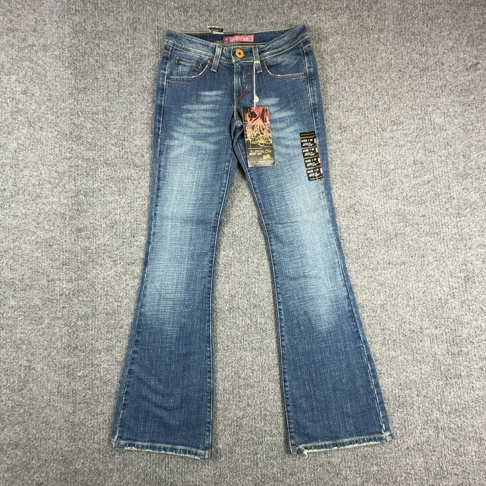 Y2k Levi's 518 Superlow Boot Cut Jeans Juniors 1M Blue Med Wash Stretch 25x31